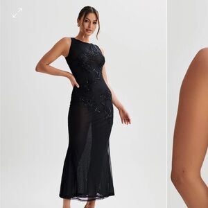 Meshki Size Small Black Embellished Maxi Dress